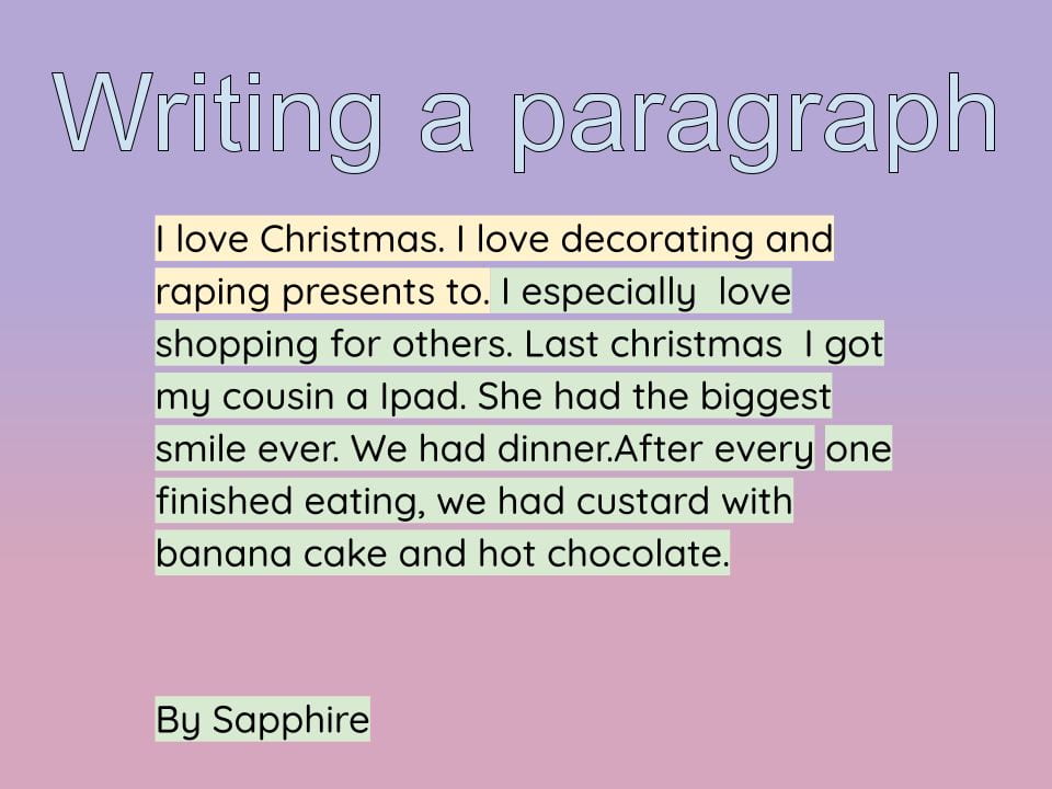 Writing A Paragraph Saffy Panmure Bridge School   Writing A Paragraph 